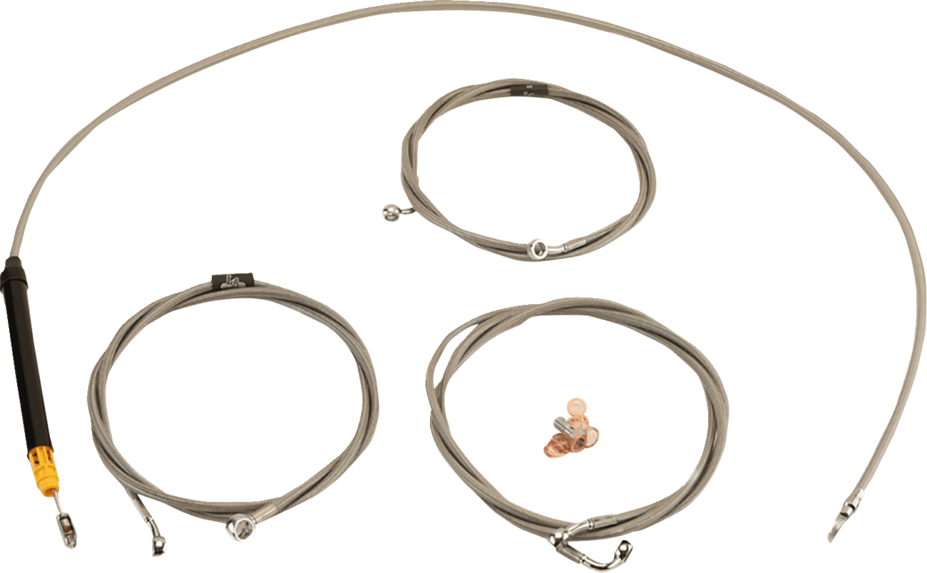 LA CHOPPERS 0662-1168 Standard Stainless Braided Handlebar Cable/Brake Line Kit - 15"-17" Ape Hangers - '23-'25 Touring