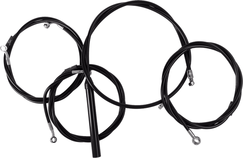 LA CHOPPERS 0662-1181 Complete Black Vinyl Braided Handlebar Cable/Brake Line Kit - 15"-17" Handlebars - '23-'25 Touring — image 1 of 2