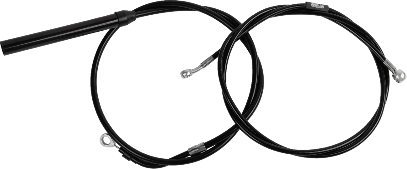 LA CHOPPERS 0662-1256 Standard Black Vinyl Handlebar Cable/Brake Line Kit - Stock Ape Hangers - '21-'22 FLH