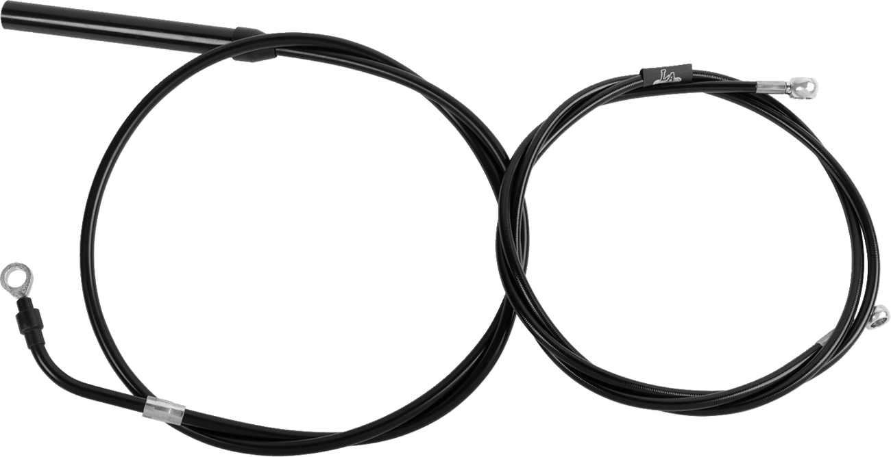 LA CHOPPERS 0662-1259 Standard Black Vinyl Handlebar Cable/Brake Line Kit - 18"-20" Ape Hangers - '21-'22 FLH