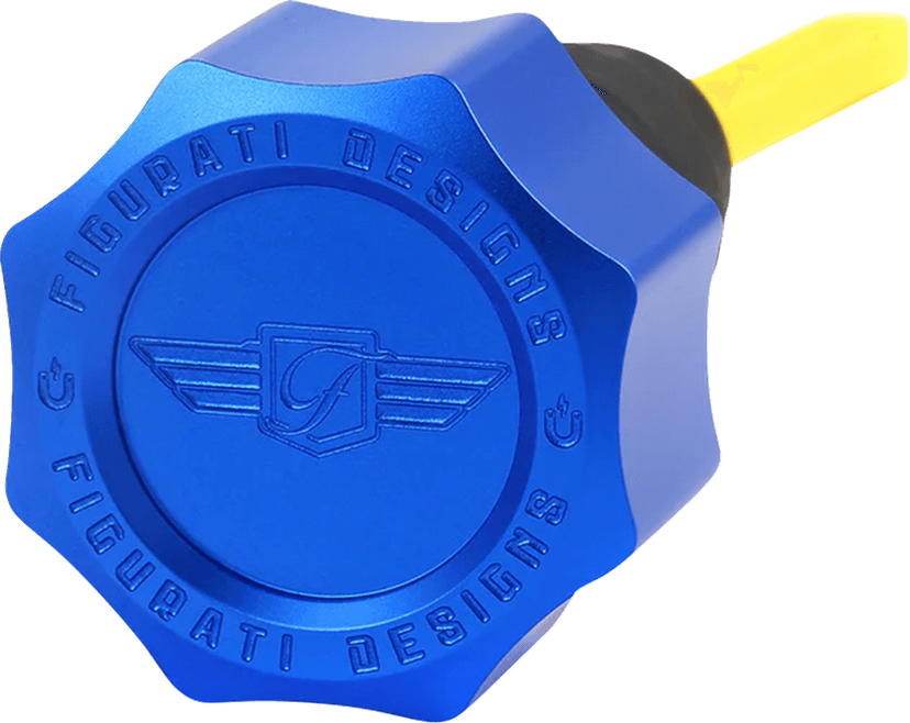 FIGURATI DESIGNS 0710-0312 Performance Magnetic Oil Dipstick - Curved - Blue - '07-'16 Touring/Trike — image 1 of 3