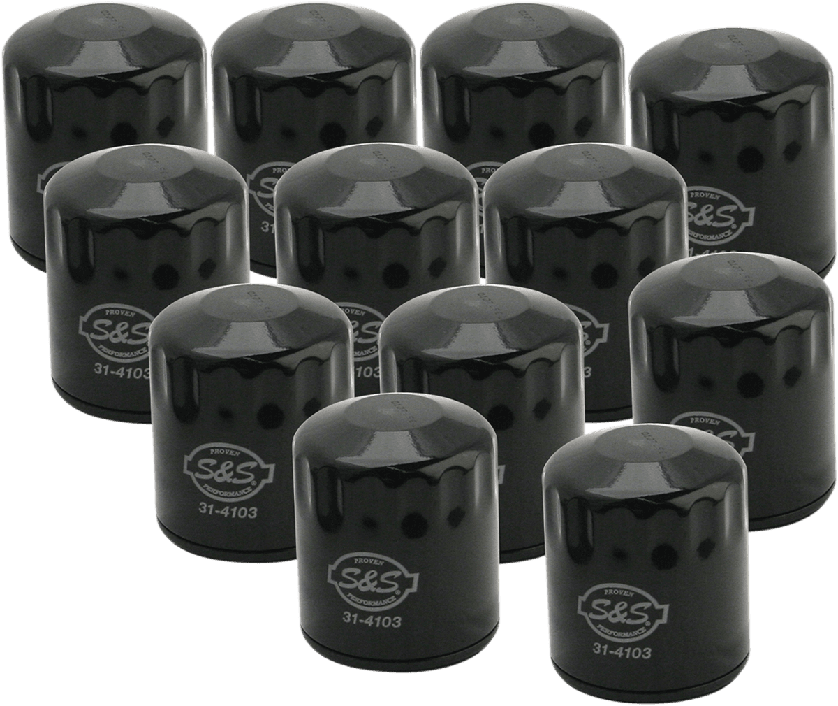 S&S CYCLE 0712-0494 Oil Filters - Black - 12-Pack