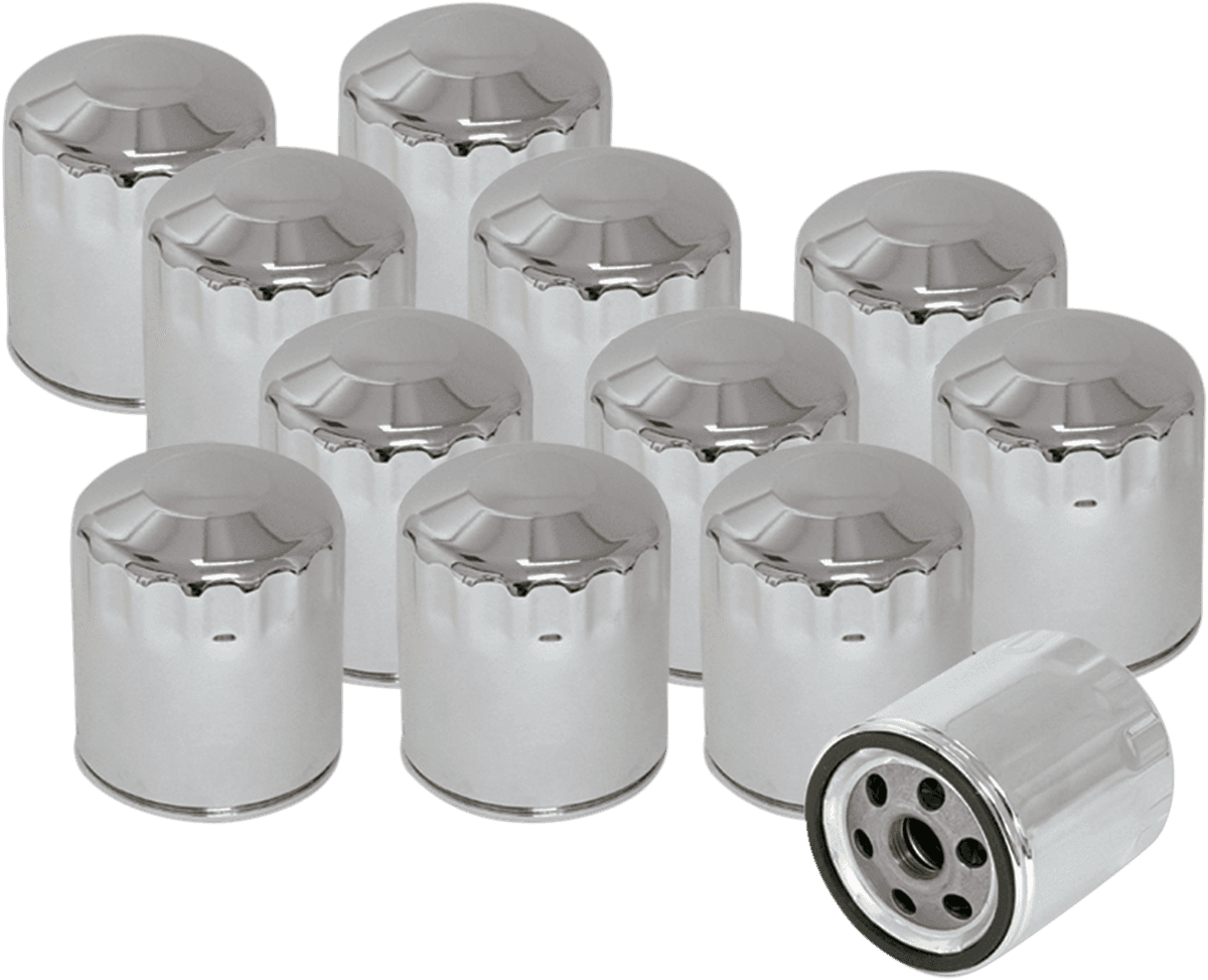 S&S CYCLE 0712-0497 Oil Filters - Chrome - 12-Pack