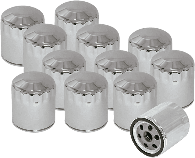 S&S CYCLE 0712-0497 Oil Filters - Chrome - 12-Pack