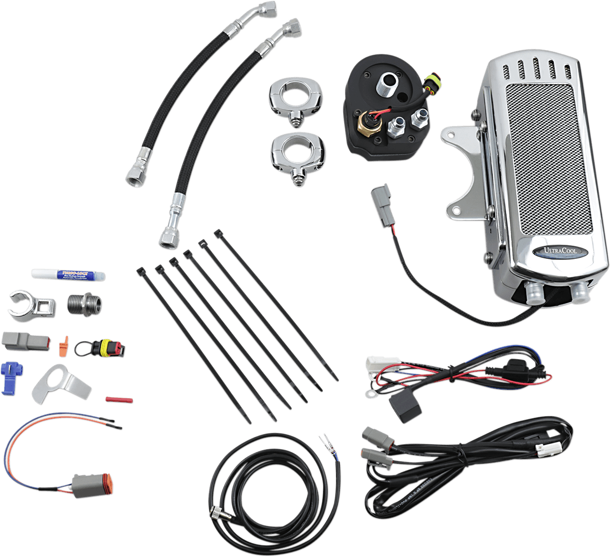 ULTRACOOL 0713-0157 Side Mount Oil Cooler Kit - Chrome - FXR/Touring