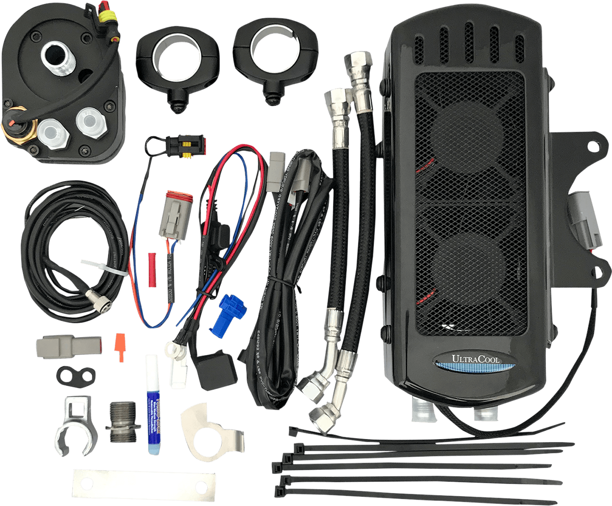 ULTRACOOL 0713-0158 Side Mount Oil Cooler Kit - Gloss Black - FXR/Touring