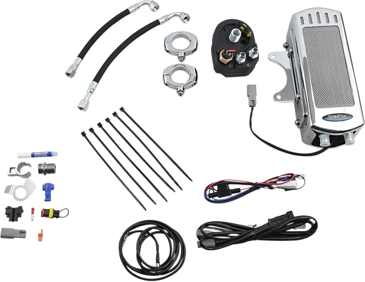 ULTRACOOL 0713-0161 Side Mount Oil Cooler Kit - Chrome - Dyna