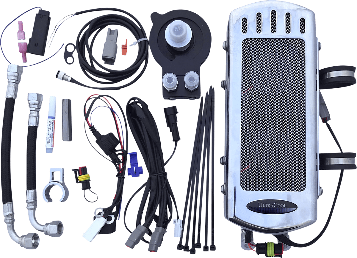 ULTRACOOL 0713-0171 Side Mount Oil Cooler Kit - Chrome - M8 Softail