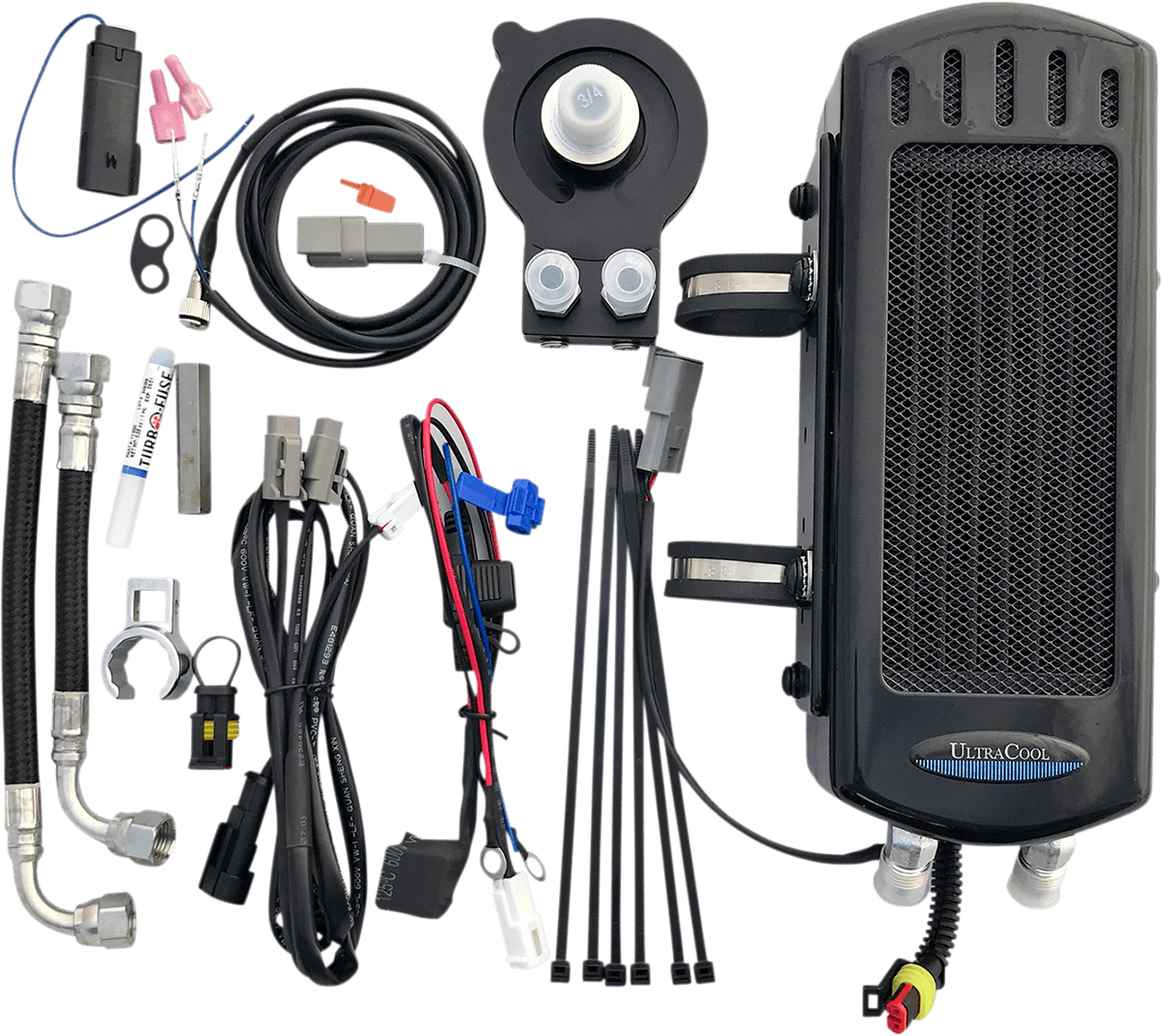ULTRACOOL 0713-0172 Side Mount Oil Cooler Kit - Gloss Black - M8 Softail
