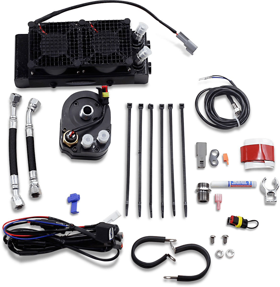 ULTRACOOL 0713-0225 Oil Cooler Kit - Naked - Black - Dyna/FXR/Softail/Touring