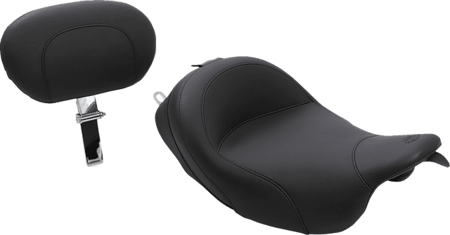 MUSTANG 0801-0462 Wide Solo Seat - With Backrest - Vintage - Black - Smooth - FL '08-'25 — image 1 of 5
