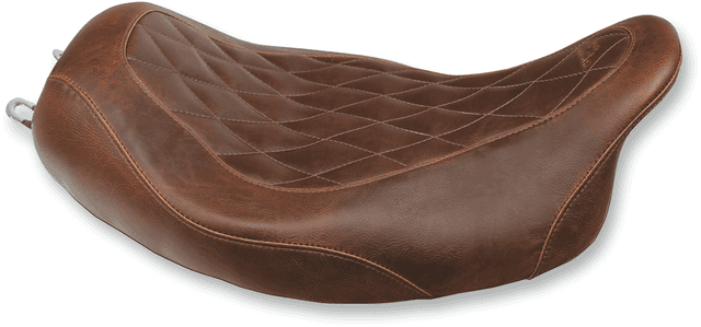 MUSTANG 0801-0745 Seat - Wide Tripper™ Solo - without Backrest - Diamond - Brown - FL '08-'25 — image 1 of 2