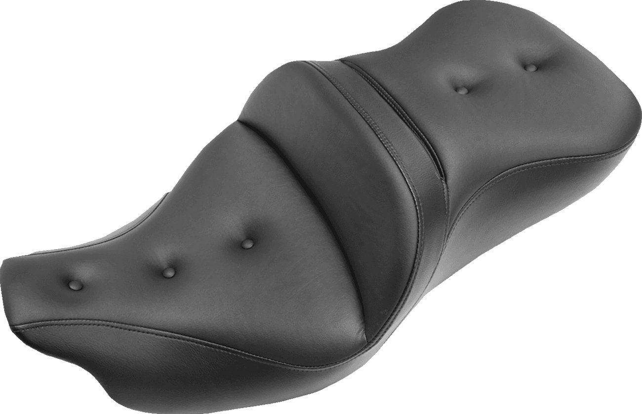 SADDLEMEN 0801-0938 Pillow-Top Roadsofa™ Seat - with Backrest - Black - FLH/FLT '08-'24