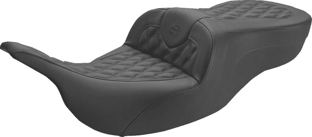SADDLEMEN 0801-0945 Roadsofa™ Seat - Full Lattice Stitch - without Backrest - FLT/FLH '97-'07