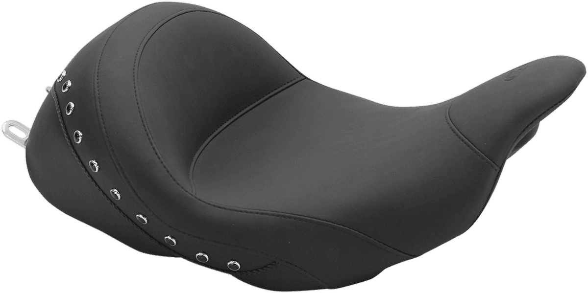 MUSTANG 0801-0961 Lowdown Vintage Seat - No Driver Backrest - Black Studded - FL '08-'25