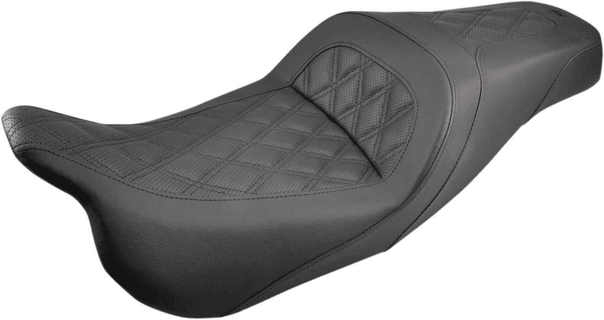SADDLEMEN 0801-1014 Slim Seat - Black - Lattice Stitch - FL '08-'24