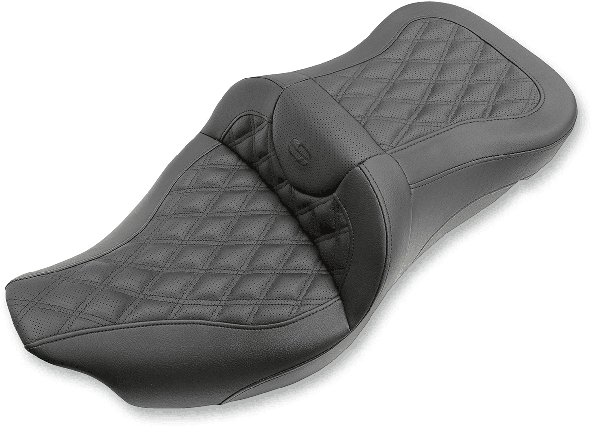 SADDLEMEN 0801-1041 Extended Reach Roadsofa™ Seat - Lattice Stitched - without Backrest - FL '08-'24