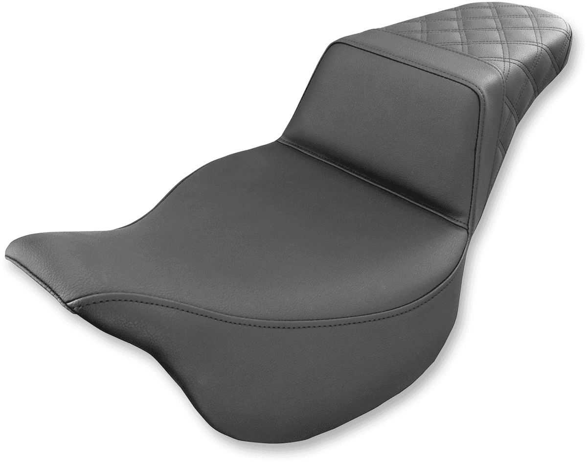 SADDLEMEN 0801-1051 Step-Up Seat - Rear Lattice Stitch - Black - FL '08-'24