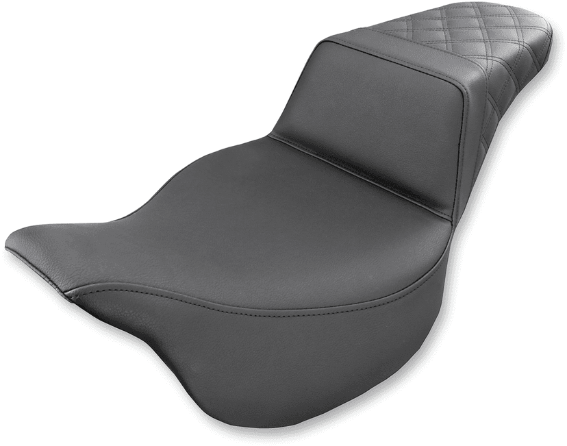 SADDLEMEN 0801-1051 Step-Up Seat - Rear Lattice Stitch - Black - FL '08-'24
