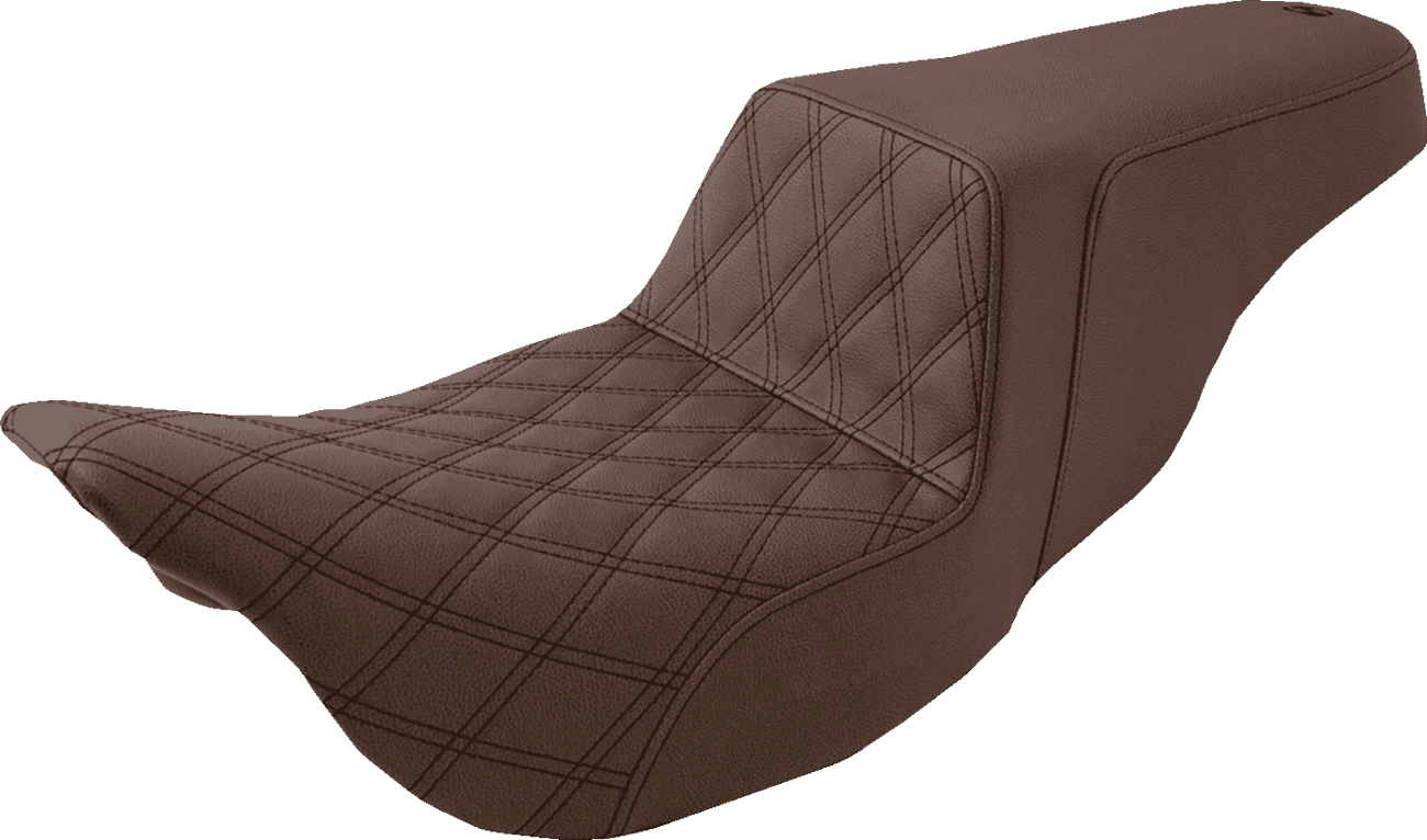 SADDLEMEN 0801-1058 Step-Up Seat - Front Lattice Stitch - Brown - FL '08-'24