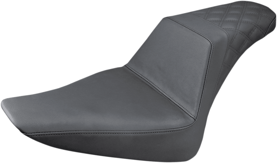 SADDLEMEN 0801-1081 Step-Up Seat - Rear Lattice Stitch - Black - FLS
