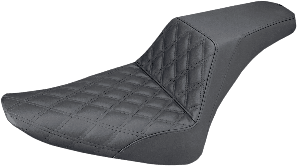 SADDLEMEN 0801-1085 Step-Up Seat - Front Lattice Stitch - Black - FLS