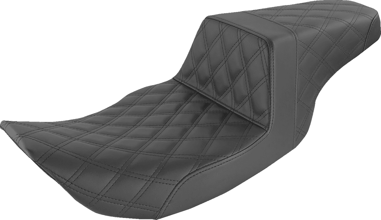 SADDLEMEN 0801-1101 Step-Up Seat - Full Lattice Stitch - Black - FLHR/FLHX