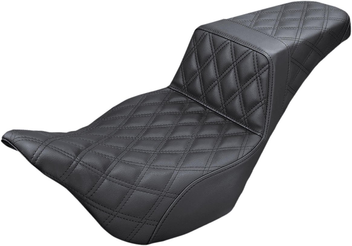 SADDLEMEN 0801-1135 Step-Up Seat - Full Lattice Stitch - Black - FL '08-'24