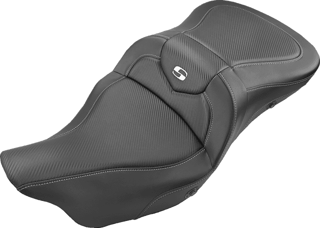 SADDLEMEN 0801-1190 Extended Reach Roadsofa™ Seat - Carbon Fiber - without Backrest - Heated - FL '08-'24 — image 1 of 2