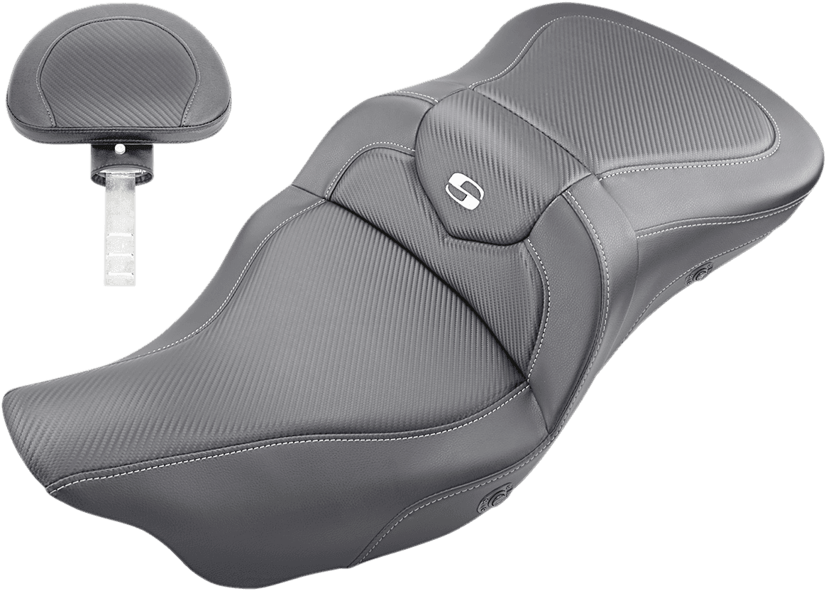SADDLEMEN 0801-1192 Extended Reach Roadsofa™ Seat - Carbon Fiber - Backrest - Heated - FL '08-'24