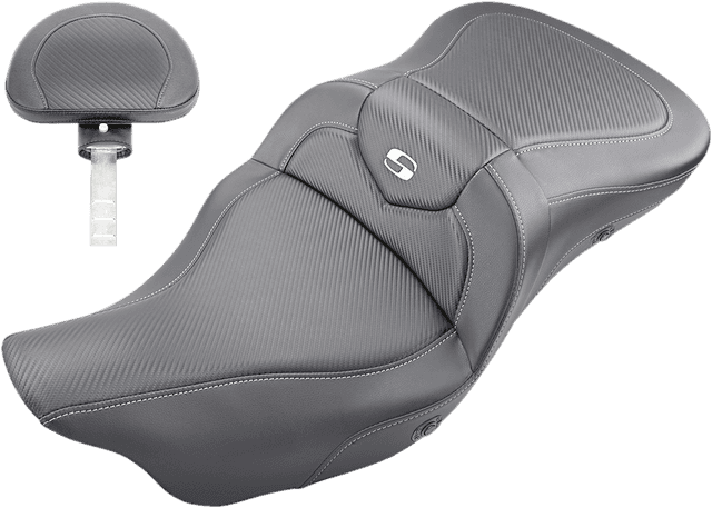 SADDLEMEN 0801-1192 Extended Reach Roadsofa™ Seat - Carbon Fiber - Backrest - Heated - FL '08-'24 — image 1 of 2