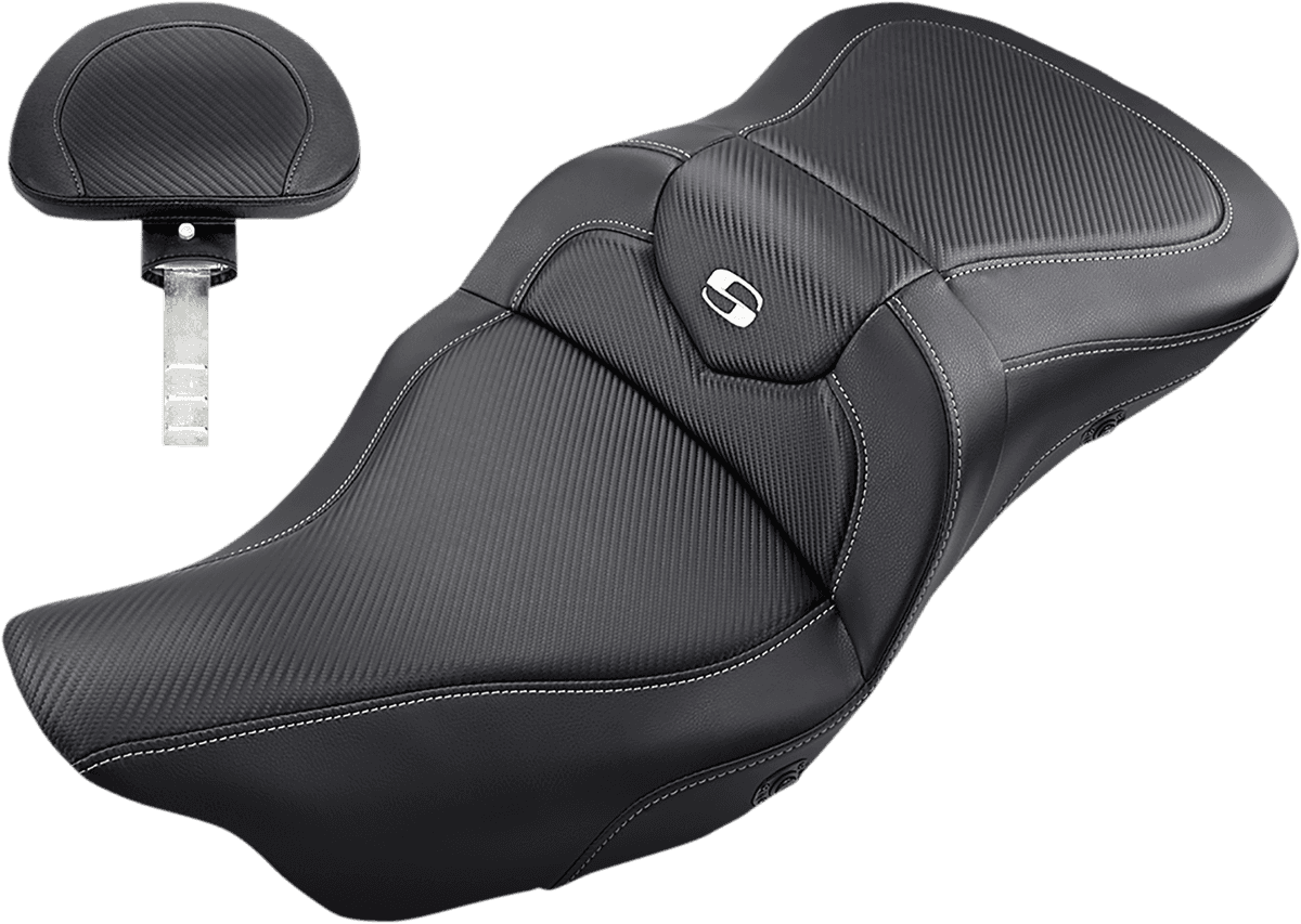 SADDLEMEN 0801-1194 Heated Roadsofa™ Seat - Carbon Fiber - w/ Backrest - FL '08-'24