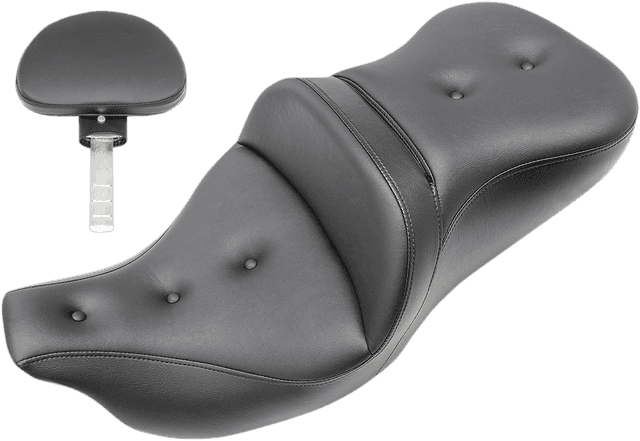 SADDLEMEN 0801-1196 Roadsofa™ Seat - Pillow Top - with Backrest - Black - FLH/FLT '09-'24
