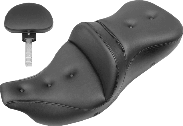 SADDLEMEN 0801-1198 Roadsofa™ Seat - Heated - Pillow Top - with Backrest - Black - FLH/FLT '09-'24