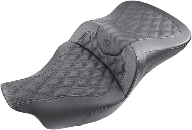SADDLEMEN 0801-1206 Roadsofa™ Seat - Full Lattice Stitch - without Backrest - Black - FL '09-'24