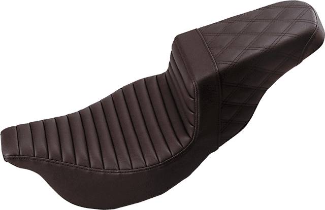 SADDLEMEN 0801-1245 Step-Up Seat - Front Tuck-n-Roll/Rear Lattice Stitch - Brown - FL '08-'24 — image 2 of 3