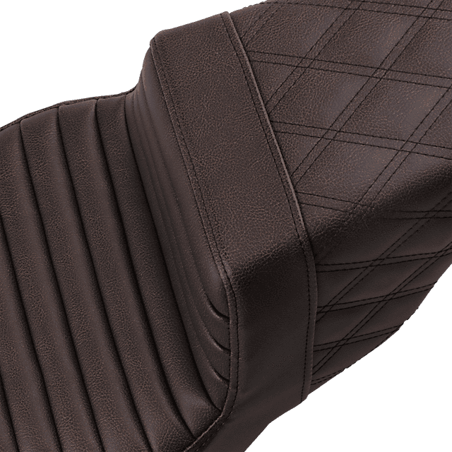 SADDLEMEN 0801-1245 Step-Up Seat - Front Tuck-n-Roll/Rear Lattice Stitch - Brown - FL '08-'24 — image 3 of 3