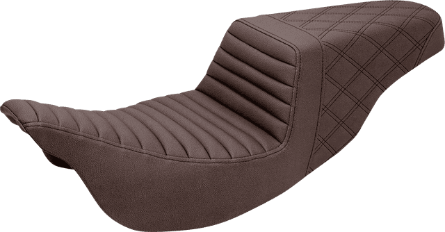 SADDLEMEN 0801-1245 Step-Up Seat - Front Tuck-n-Roll/Rear Lattice Stitch - Brown - FL '08-'24 — image 1 of 3