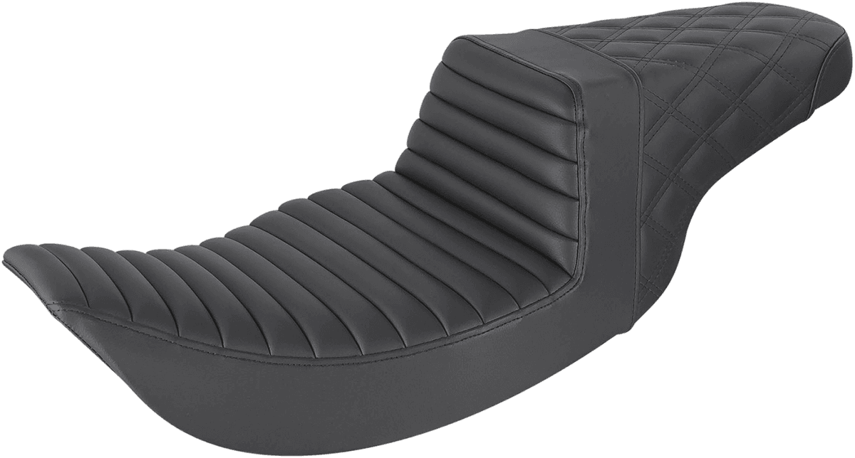SADDLEMEN 0801-1248 Step-Up Seat - Front Tuck-n-Roll/Rear Lattice Stitch - Black