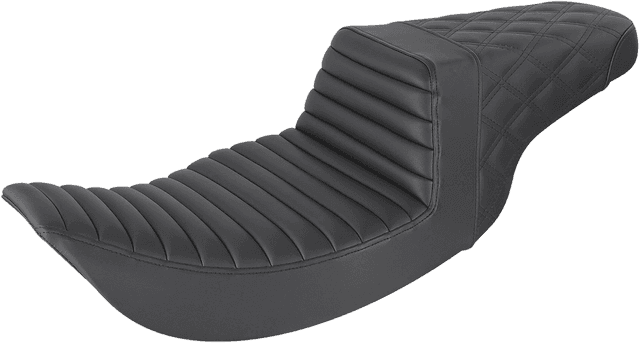 SADDLEMEN 0801-1248 Step-Up Seat - Front Tuck-n-Roll/Rear Lattice Stitch - Black