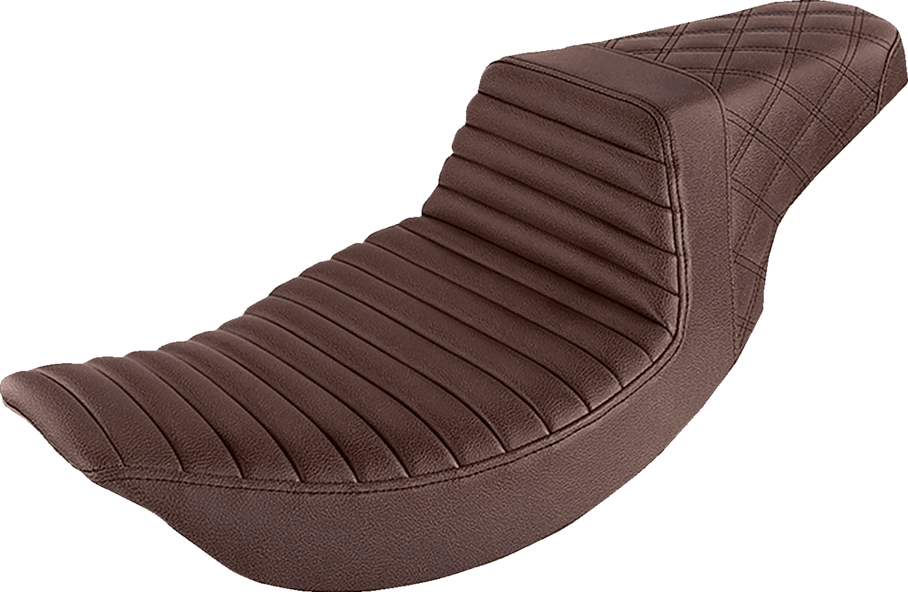 SADDLEMEN 0801-1249 Step-Up Seat - Front Tuck-n-Roll/Rear Lattice Stitch - Brown