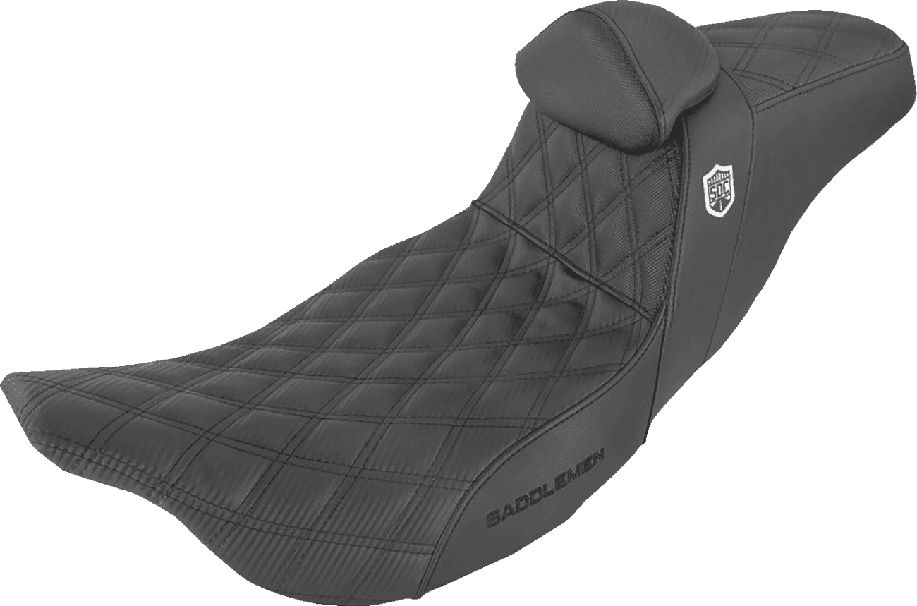 SADDLEMEN 0801-1256 Pro Series SDC Performance Seat - w/ Backrest - Lattice Stitch/Lumbar Gripper - FL '08-'23