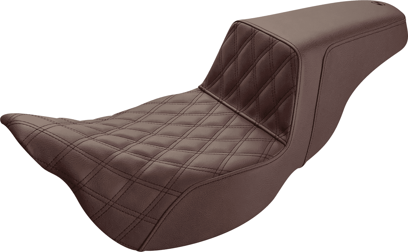 SADDLEMEN 0801-1283 Step-Up Seat - Extended Reach - Front Lattice Stitch - Brown - FL '08-'24