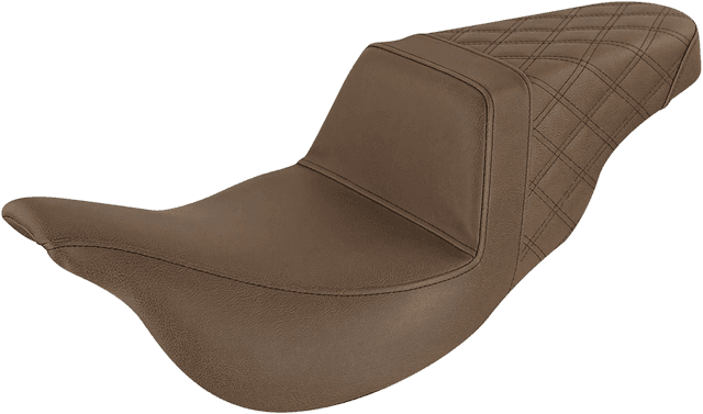SADDLEMEN 0801-1285 Step-Up Seat - Extended Reach - Rear Lattice Stitch - Brown - FL '08-'24 — image 1 of 2