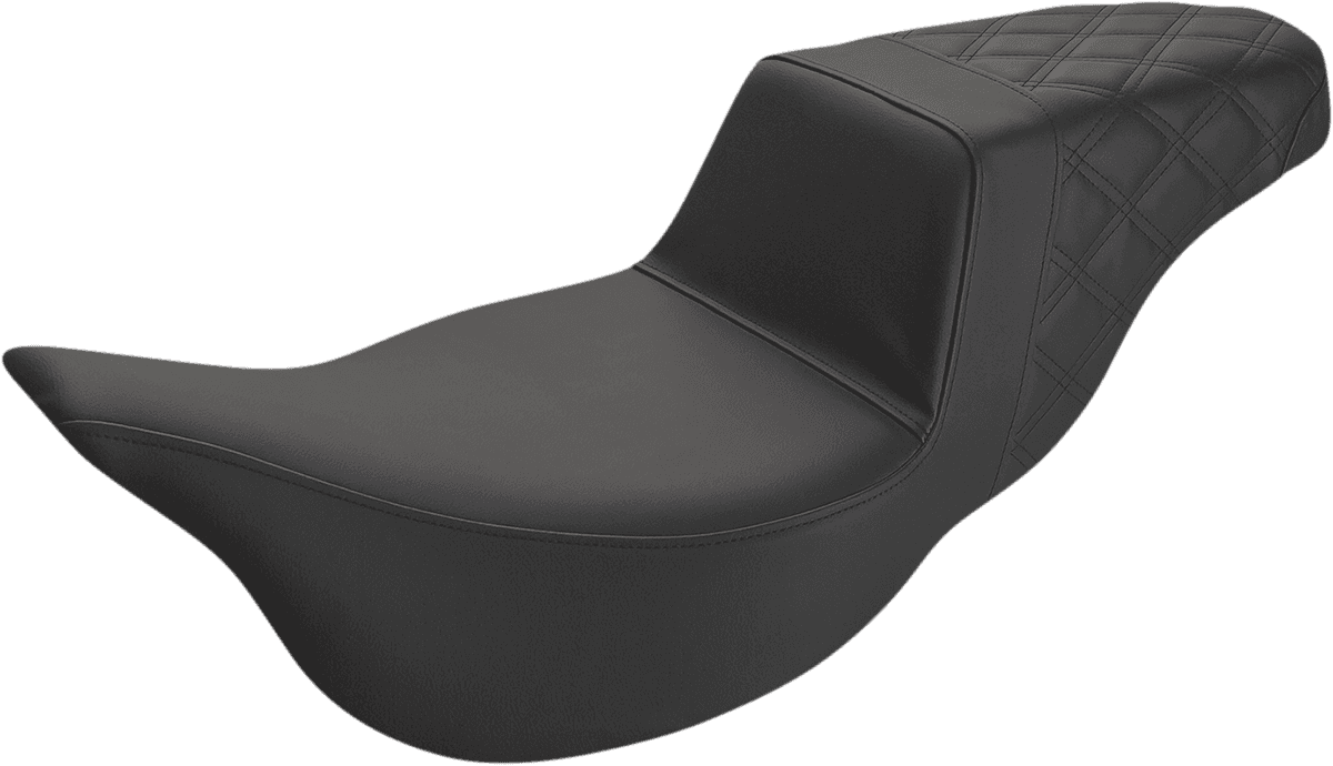 SADDLEMEN 0801-1286 Step-Up Seat - Extended Reach - Rear Lattice Stitch - Black - FL '08-'24