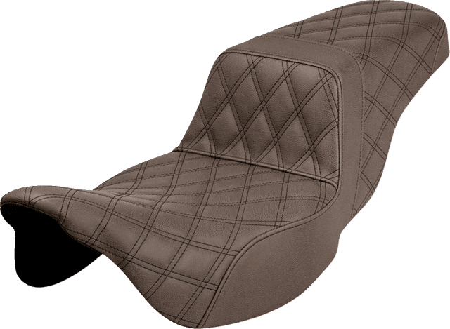 SADDLEMEN 0801-1288 Step-Up Seat - Extended Reach - Full Lattice Stitch - Brown - FL '08-'24 — image 1 of 3