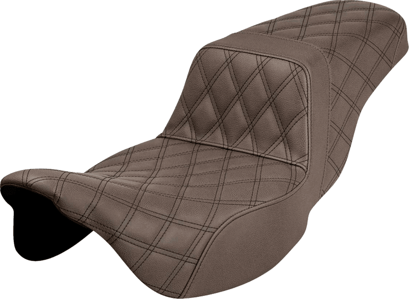 SADDLEMEN 0801-1288 Step-Up Seat - Extended Reach - Full Lattice Stitch - Brown - FL '08-'24 — image 1 of 3