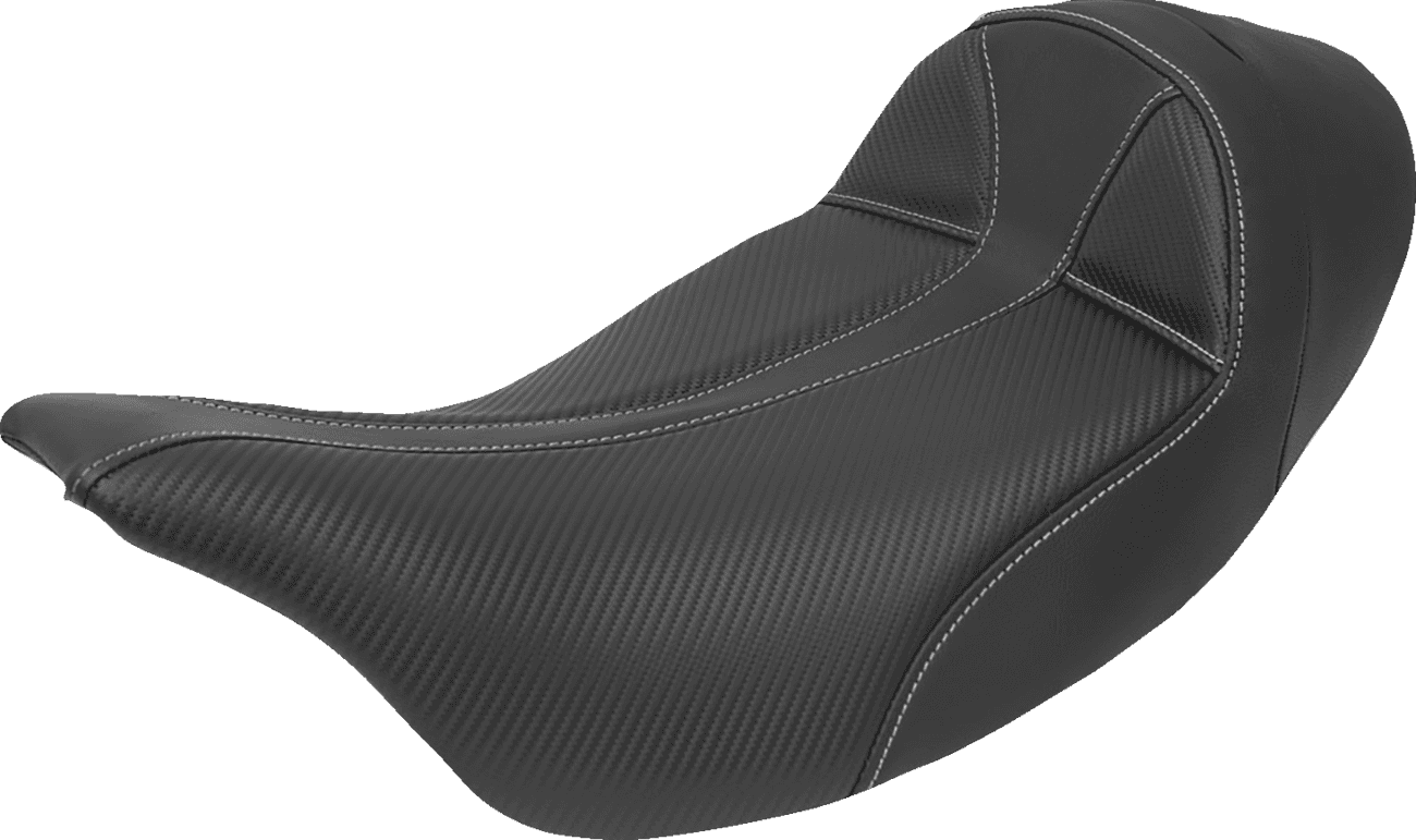 SADDLEMEN 0801-1292 Dominator Solo Seat - Extended Reach - w/o Backrest - Black w/ Gray Stitching - FL '08-'24