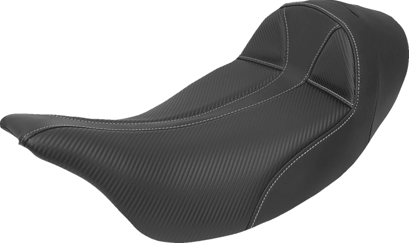 SADDLEMEN 0801-1292 Dominator Solo Seat - Extended Reach - w/o Backrest - Black w/ Gray Stitching - FL '08-'24 — image 1 of 2