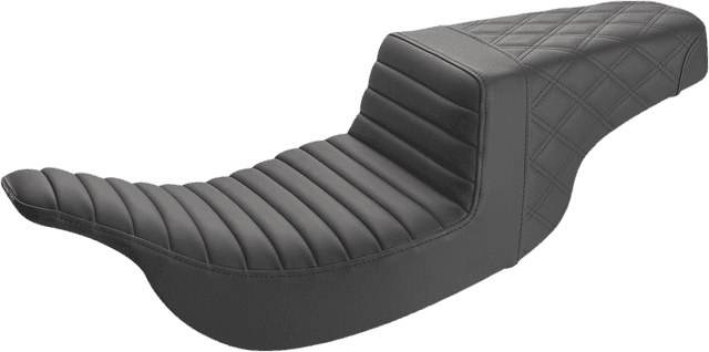 SADDLEMEN 0801-1346 Step-Up Seat - Front Tuck-n-Roll/Rear Lattice Stitch - Black